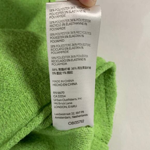 Urban Outfitters L Womens Kyla Cropped Turtleneck Sweater Bright Green - Picture 10 of 10